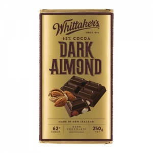 【超市专柜】Whittakers 惠特克 杏仁黑巧克力 62%可可 250g 零食
