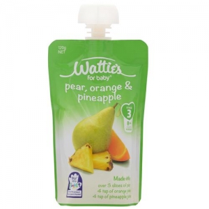 【超市专柜】Watties 婴儿辅食 梨&橙子&菠萝口味 120g （8个月以上）