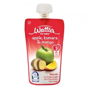 【超市专柜】Watties 婴儿辅食 苹果红薯芒果口味120g （6个月以上）