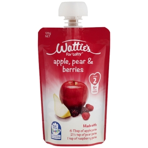【超市专柜】Watties 婴儿辅食 苹果&梨&浆果口味 120g （6个月以上）
