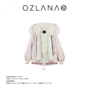 【国内现货仓 只接受人民币支付】OZLANA 大衣 （AU208006）粉色 太空兔短款派克SPACERABBIT