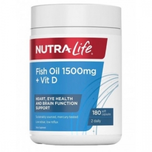 Nutralife 纽乐高含量深海鱼油 含维生素D 1500mg 180粒 保质期【2027/01】